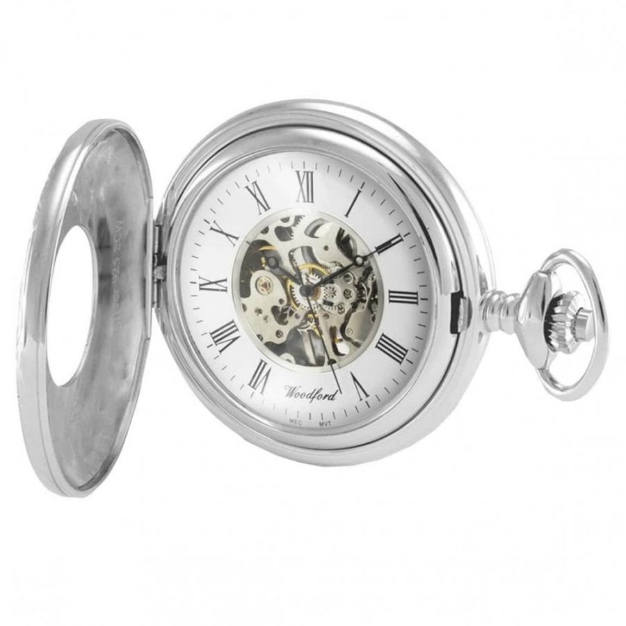 Half Hunter Sterling Silver Mechanical Pocket Watch