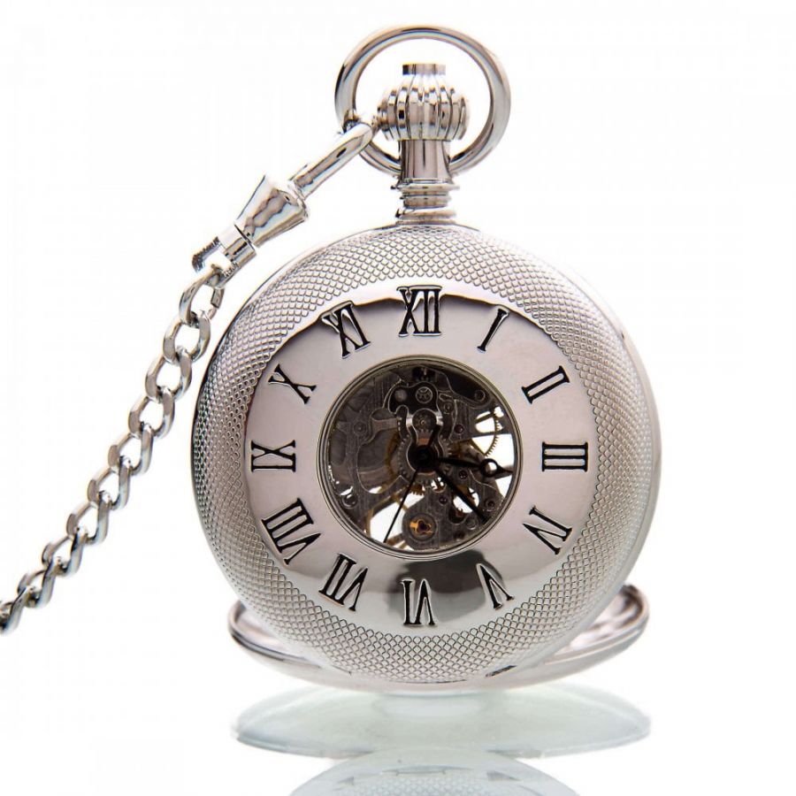 The Richmond - Chrome Mechanical Double Half Hunter Pocket Watch