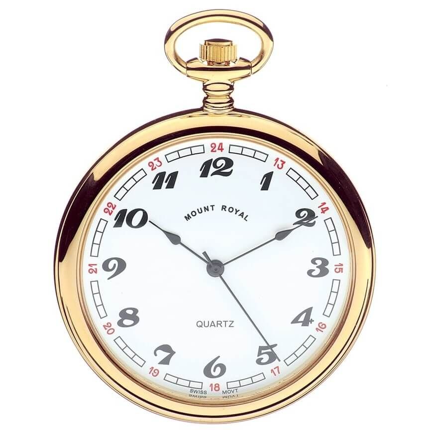 Open Face Gold Plated Quartz Pocket Watch