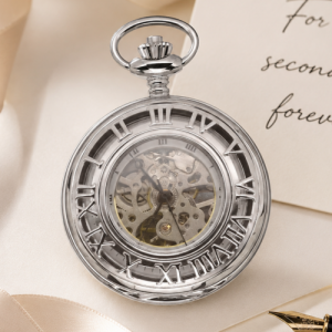 Half Hunter Chrome Plated Mechanical Pocket Watch