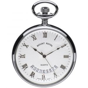 Chrome Plated Quartz Open Face Pocket Watch
