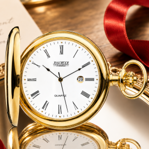 Quartz Gold Plated Full Hunter Pocket Watch