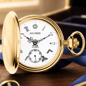 Gold Plated Masonic Half Hunter Mechanical Pocket Watch