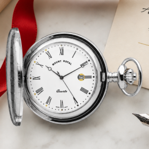 Chrome Plated Full Hunter Quartz Pocket Watch White Dial