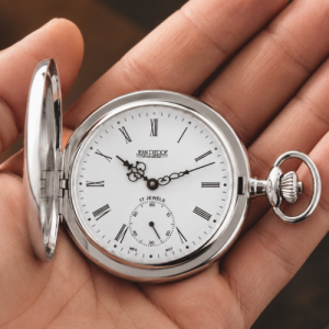 Mechanical Chrome Plated Full Hunter Pocket Watch