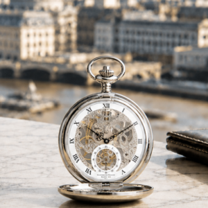 The Kensington - Chrome Mechanical Double Hunter Pocket Watch