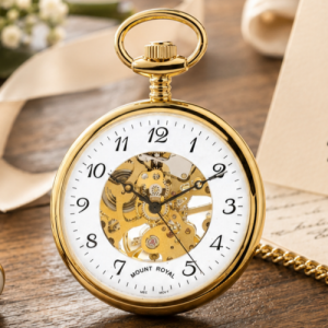 Gold Plated Mechanical Open Face Pocket Watch