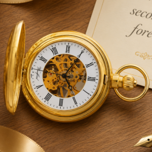 Gold Plated 17 Jewel Mechanical Full Hunter Pocket Watch Open Lace Effect