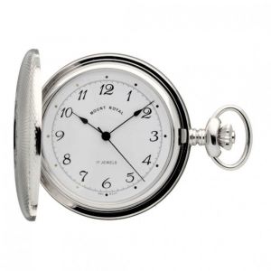 Chrome Plated Engine Turned Full Hunter Mechanical Pocket Watch