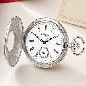 Sterling Silver 17 Jewel Swiss Mechanical Half Hunter Pocket Watch