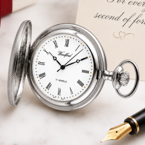Chrome Plated 17 Jewel Mechanical Half Hunter Pocket Watch