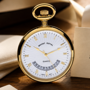 Gold Plated Quartz Open Face Pocket Watch
