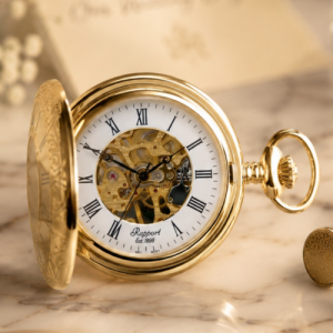 Gold Plated 17 Jewel Mechanical Half Hunter Pocket Watch
