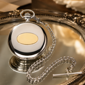 Gents Classic Style Pocket Watch And Leather Case