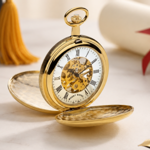 Gold Plated Mechanical Double Hunter Pocket Watch