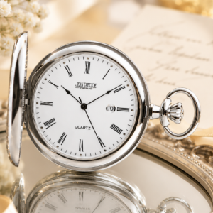 Full Hunter Chrome Plated Quartz Pocket Watch