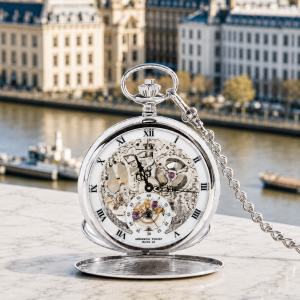 The Dalkeith - Sterling Silver Mechanical Double Hunter Pocket Watch And Chain