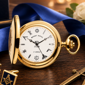 Gold Plated Masonic 17 Jewel Mechanical Half Hunter Pocket Watch