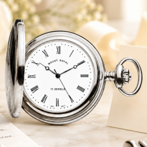 Chrome Plated Half Hunter Mechanical Pocket Watch