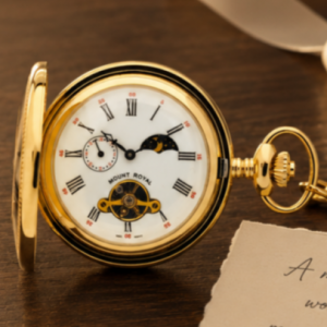 Gold Plated Mechanical Half Hunter Pocket Watch