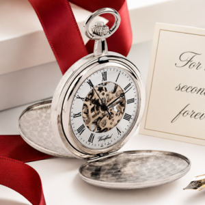 Polished Chrome Plated Double Hunter Mechanical Pocket Watch