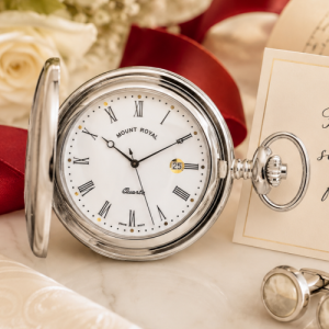 Chrome Plated Half Hunter Quartz Pocket Watch