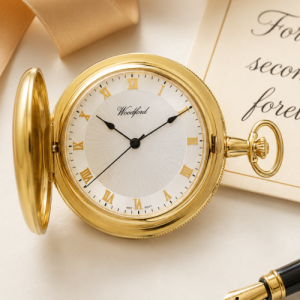 Polished Gold Plated Full Hunter Mechanical Pocket Watch