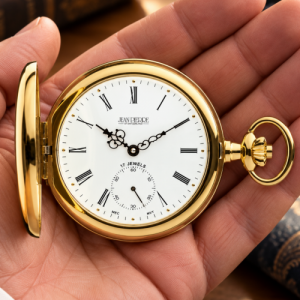 Gold Plated Full Hunter Pocket Watch With  Roman Numerals