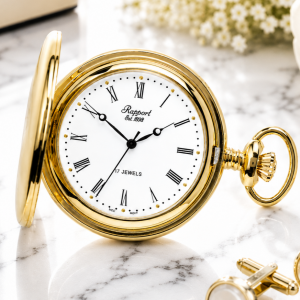 Gold Plated Polished Full Hunter 17 Jewel Mechanical Pocket Watch