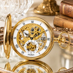 Gold Plated Mechanical Double Hunter Pocket Watch