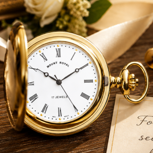 Gold Plated 17 Jewel Half Hunter Mechanical Pocket Watch