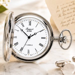 Silver Tone Polished Full Hunter 17 Jewel Mechanical Pocket Watch