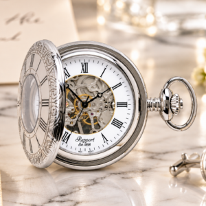 Silver Tone 17 Jewel Mechanical Half Hunter Pocket Watch