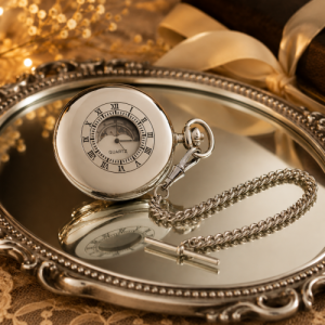 Moon Dial Mens Pocket Watch With Pouch