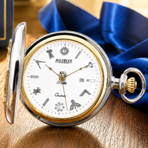 Masonic Compass Two Tone Full Hunter Quartz Pocket Watch