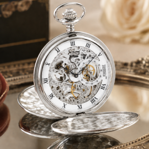 17 Jewel Sterling Silver Double Hunter Mechanical Pocket Watch
