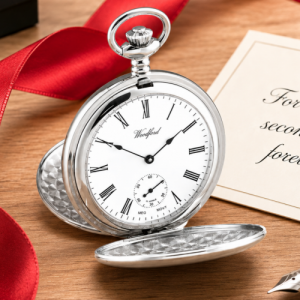 Chrome Mechanical Full Dial Double Hunter Skeleton Back Pocket Watch