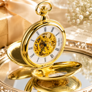 Gold Plated Half Double Hunter Mechanical Pocket Watch