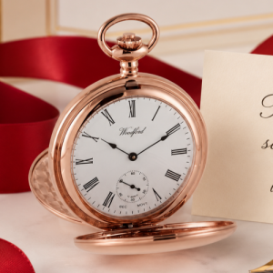 Mechanical Twin Lidded Hunter Rose Gold Plated Pocket Watch
