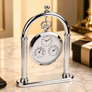 Gents Open Face 'Weather Station' Pocket Watch With Stand