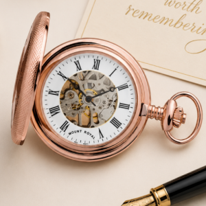 17 Jewel Mechanical Rose Gold Plated Half Hunter Pocket Watch