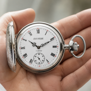 Chrome Plated Half Hunter Mechanical Pocket Watch