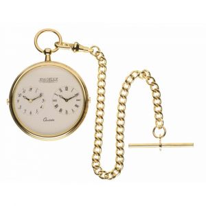 Slim Gold Plated Quartz Dual Time Pocket Watch