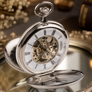 Chrome Plated Half Double Hunter Mechanical Pocket Watch