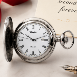 Chrome Plated Quartz Full Hunter Pocket Watch