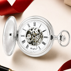 Sterling Silver Hallmarked Skeleton Full Hunter Pocket Watch