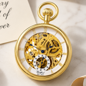 Gold Plated 17 Jewel Mechanical Open Face/Back Pocket Watch