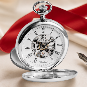 Sterling Silver Hallmarked Skeleton Double Hunter Pocket Watch