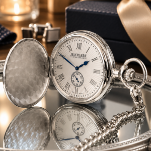White Sunburst Full Hunter Mechanical Pocket Watch