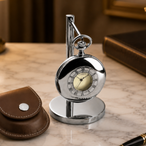 Half Hunter Pocket Watch With Stand & Pouch